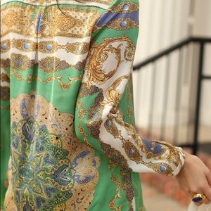 Zara Basic Silk Print Blouse